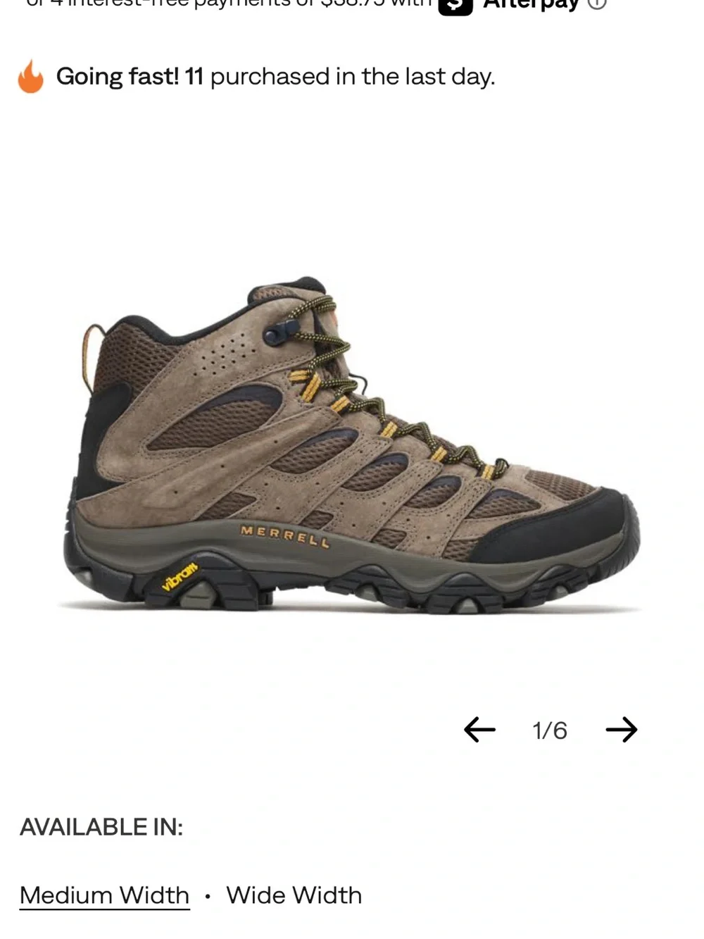 Merrell Brown and Black Men's Mid-Height Hiking Boot